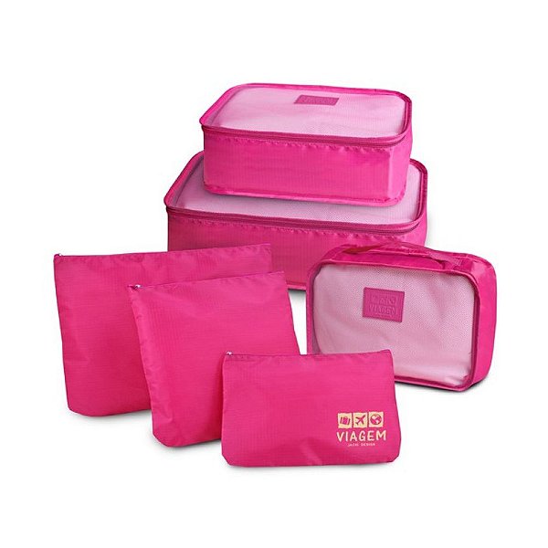 Kit Organizador de Malas 6 Peças - Pink - Jacki Design