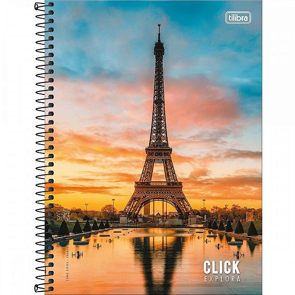 Caderno Click Explora - Torre Eiffel França - 80 Folhas - Tilibra