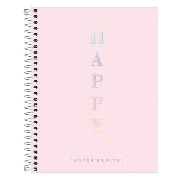 Caderno Colegial Happy Rosa - Choose Empathy - 160 Folhas - Tilibra