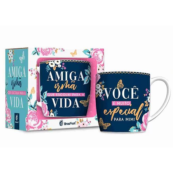 Caneca em Porcelana Urban 360ml - Amiga Irmã - BrasFoot