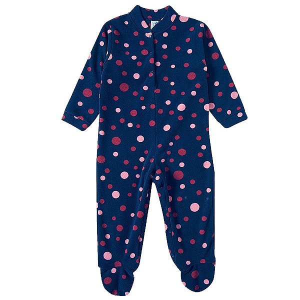 Pijama Macacão Soft Bebê - Poá Rosa - Tip Top