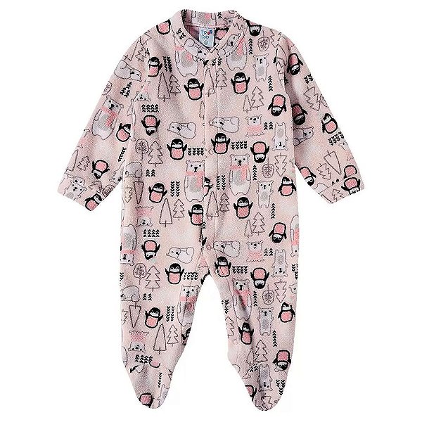 Pijama Macacão Soft Bebê - Polar Rosa - Tip Top