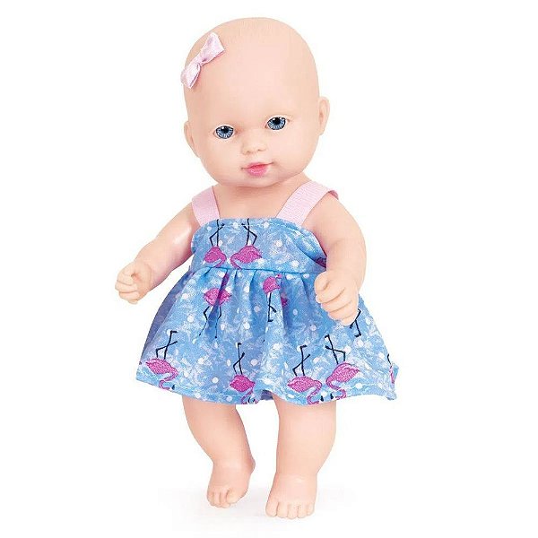 Boneca Baby Jr. Fofinha - Vestido Azul - Cotiplás