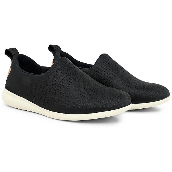 Tênis Feminino Slip On Elastano Laser - Preto - Usaflex