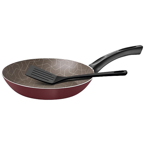 Frigideira Com Espátula Paris 24cm Vermelho Tomate - 2 Peças - Tramontina