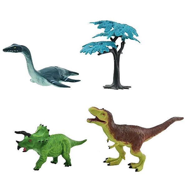 Kit Dinossauros com Cenário Dino World - Verde - Candide