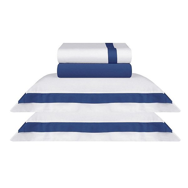 Jogo de Cama St. Germain Casal Marinho - 300 Fios - Naturalle Fashion