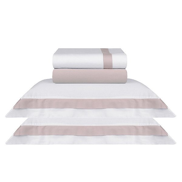 Jogo de Cama St. Germain Casal Rosé Blush - 300 Fios - Naturalle Fashion