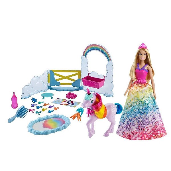 Conjunto Barbie Unicórnio Dreamtopia  Arco Íris  - Mattel