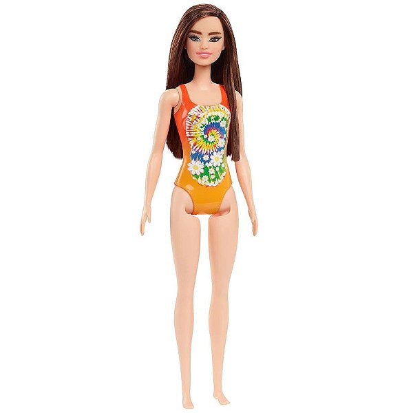 Barbie Praia - Ruiva Maiô Laranja - Mattel