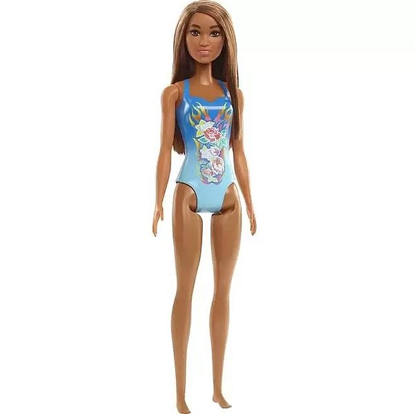 Barbie Praia - Morena Maiô Azul - Mattel