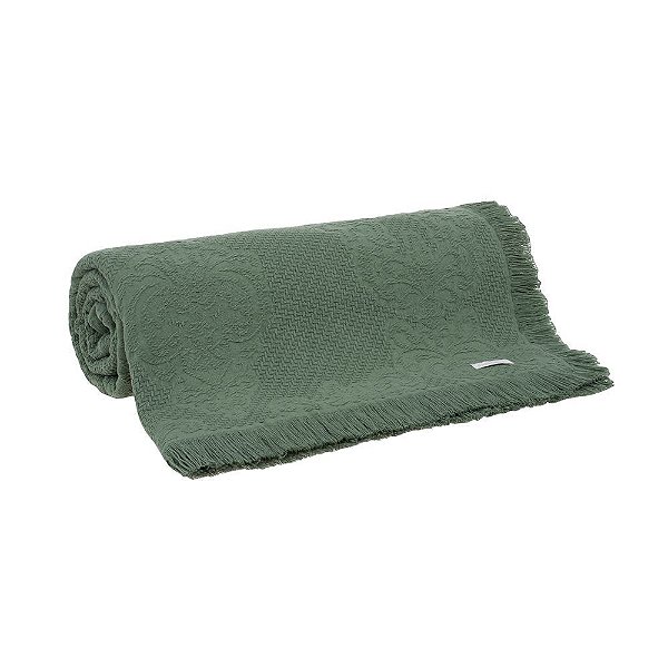 Colcha Medalhão com Franja Verde King - Buddmeyer