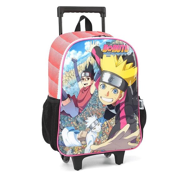 Mochila de Rodinhas Infantil Boruto Laranja Luxcel