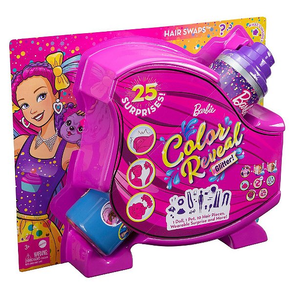 Boneca Barbie Color Reveal Penteados de Festa com 25 Surpresas - Rosa -Mattel