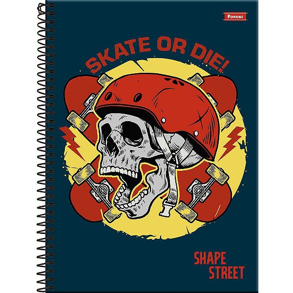 Caderno Shape Street Skate Die - 160 Folhas - Foroni