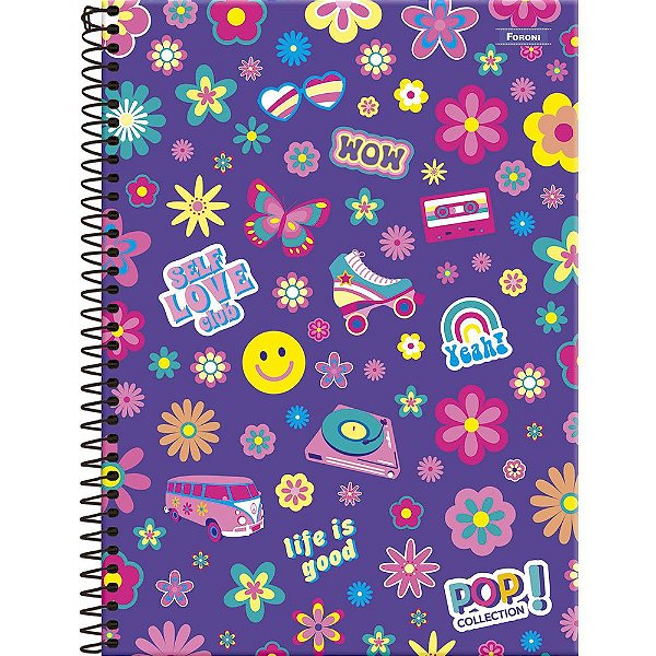 Caderno Pop Collection Vibe - 96 folhas - Foroni