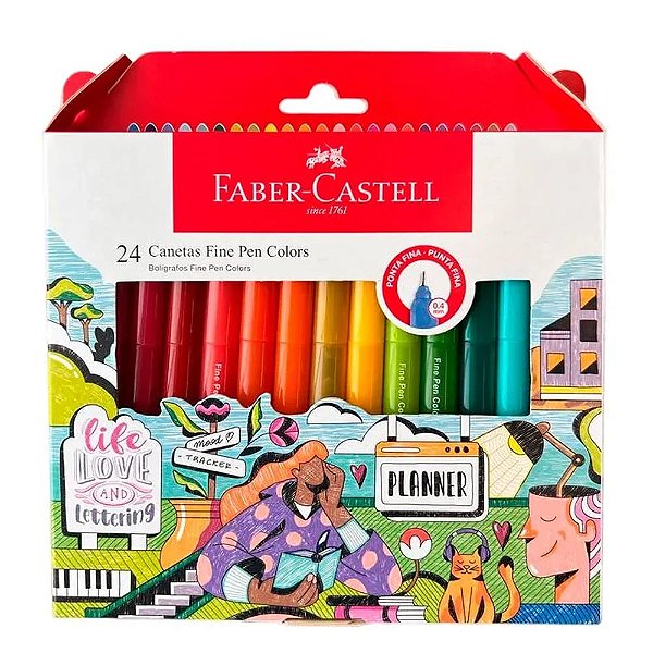 Canetas Fine Pen Color - 24 Cores - Faber Castell