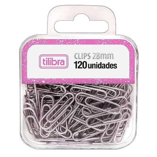 Clips Glitter Pink 28mm- 120 Unidades - Tilibra