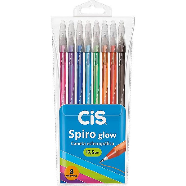 Caneta Esferográfica Spiro Glow 0,7 - 8 Cores - Cis