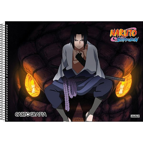 Caderno de Desenho Naruto Shippuden Preto - 60 Folhas - São Domingos