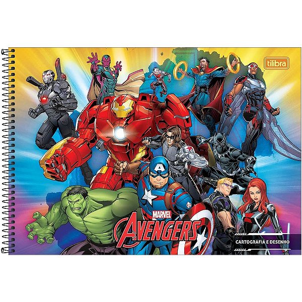 Caderno de Cartografia e Desenho Avengers - 80 Folhas - Tilibra