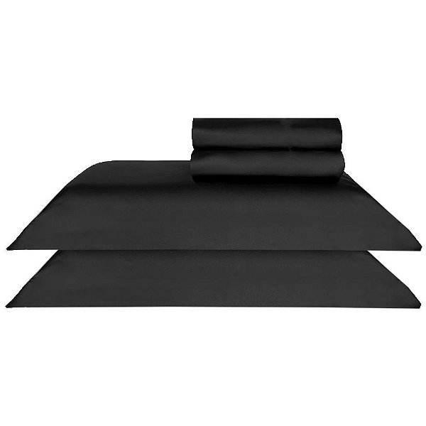 Jogo de Cama Satinee Acetinado Tinto Preto King - 300 Fios - Kacyumara