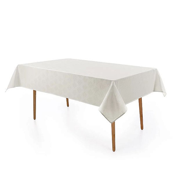 Toalha de Mesa Retangular Sempre Limpa Zattar Branco - 6 lugares - Karsten