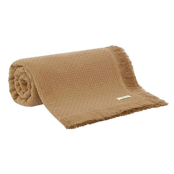 Colcha Medalhão com Franja Marrom Queen - Buddmeyer