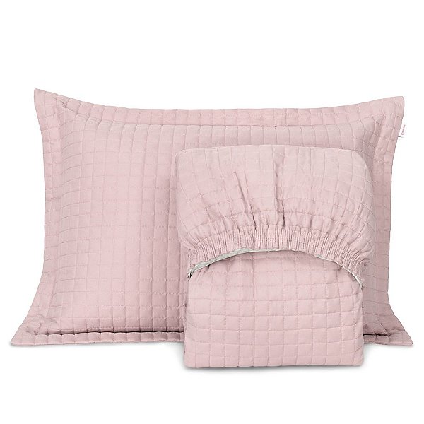 Colcha Com Elástico Plaza Solteiro Rose - 2 peças - Lavive