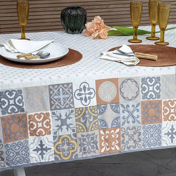 Toalha de Mesa Soft Linho Quadrada - Ceramic - Kacyumara