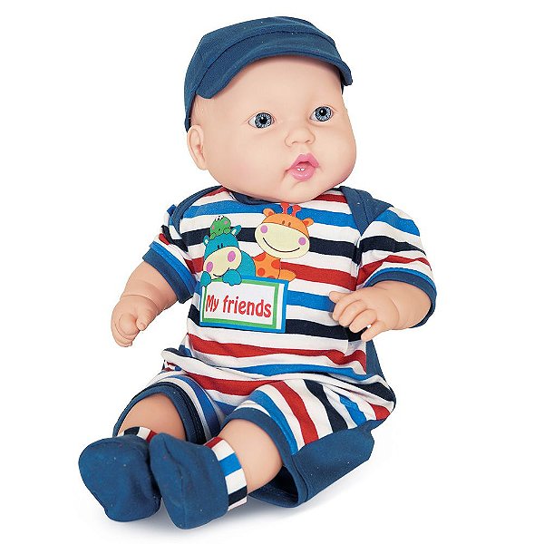 Boneco Miyo Menino - Macacão Listrado - Cotiplás