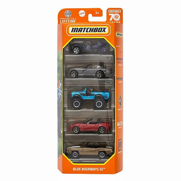 Kit Carrinhos Matchbox 5 Unidades - Blue Highways III - Mattel