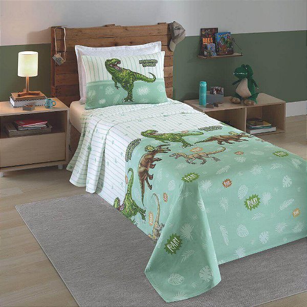 Jogo de Cama Priori Kids Solteiro - Dino - 130 fios - Dohler