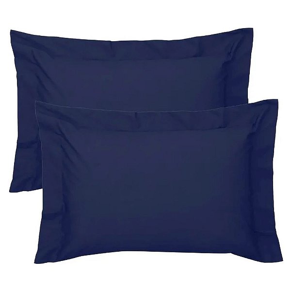 Jogo de Fronha Vida Bela Percal 200 Fios - Azul Marinho - Kacyumara