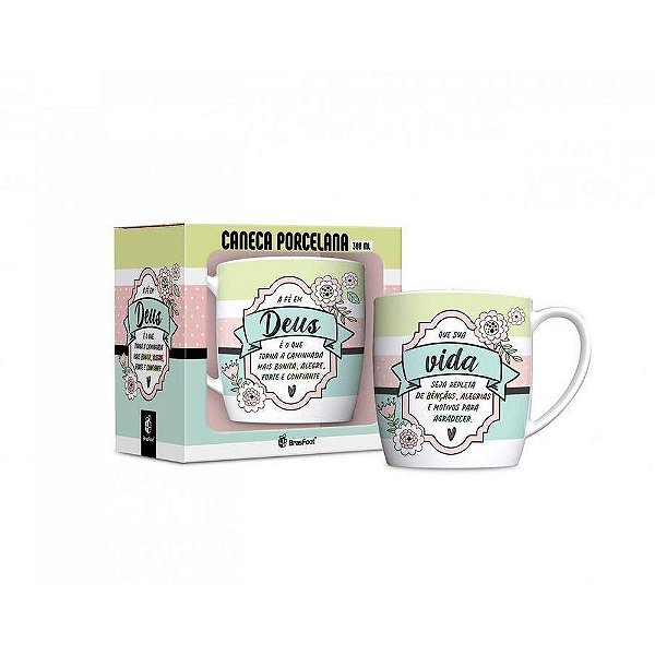 Caneca de Porcelana Urban - 300ml - Fé em Deus - Brasfoot