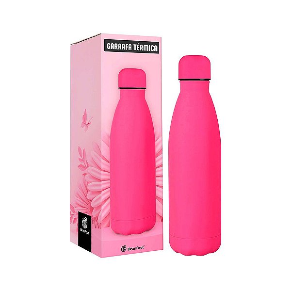 Garrafa Térmica Metal Neo - Rosa Neon - 500ml - Brasfoot
