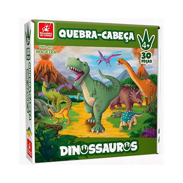 Quebra-Cabeça Dinossauros - 30 Peças - Brincadeira de Criança