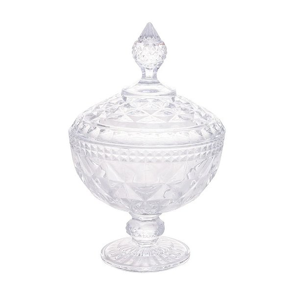 Potiche de Cristal com Pé Diamond - 23cm - Lyor