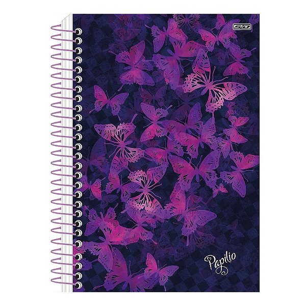 Caderno Espiral Papilio - Borboleta Rosa - 160 folhas - São Domingos