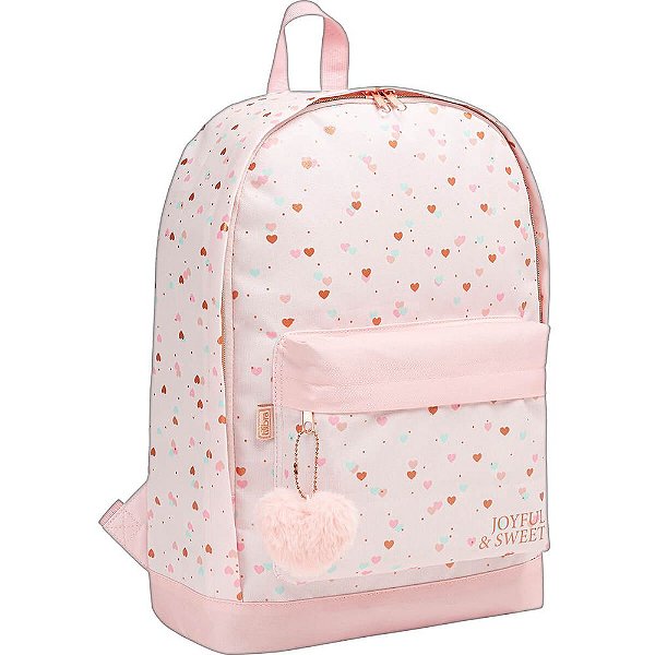 Mochila de Costas Académie Coração Metalizado Rosa - Tilibra