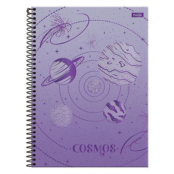 Caderno Universitário Cosmos - Lilás - 160 Folhas - Foroni