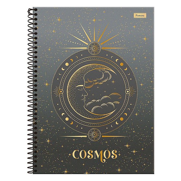 Caderno Universitário Cosmos - Preto - 160 Folhas - Foroni