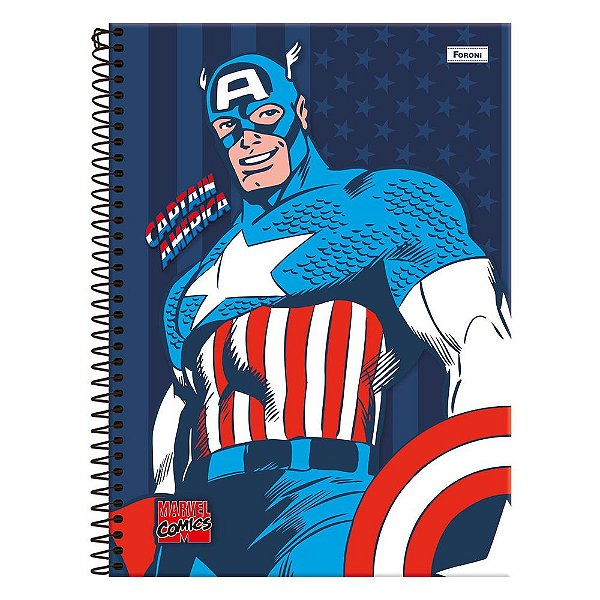 Caderno Marvel - Captain America - 80 Folhas - Foroni