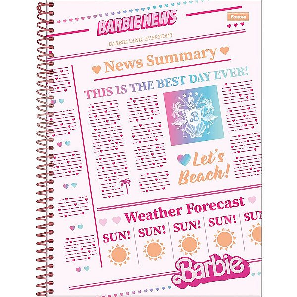 Caderno Barbie The Movie - Barbie News - 80 Folhas - Foroni