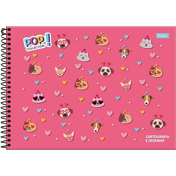 Caderno Cartografia e Desenho Pop Collection Dogs - 96 Folhas - Foroni