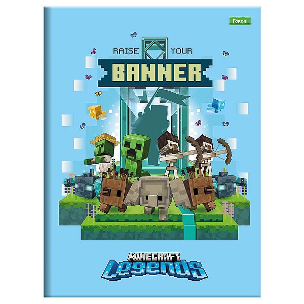 Caderno Brochura 1/4 Minecraft 80 Folhas - Banner - Foroni