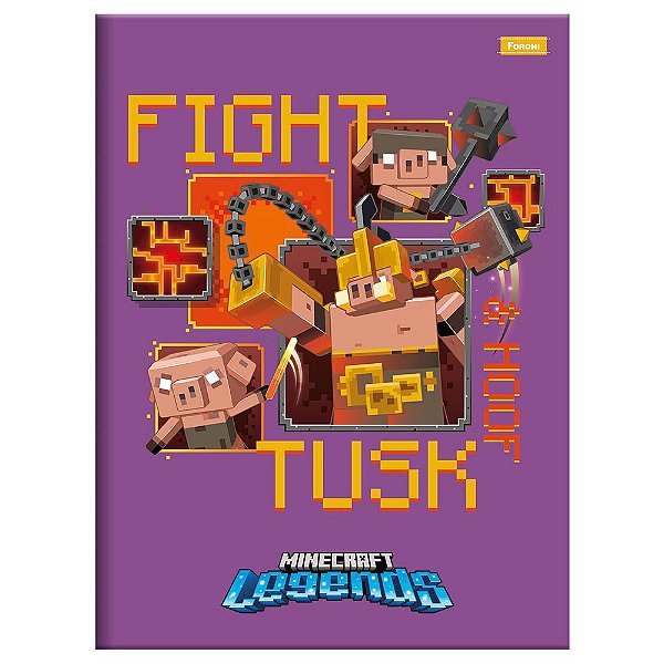 Caderno Brochura 1/4 Minecraft 80 Folhas - Fight Tusk - Foroni