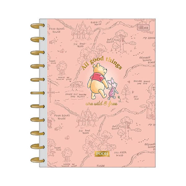 Caderno Colegial Tilidisco Pooh - 160 Folhas - Tilibra