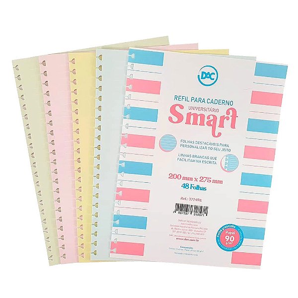 Refil de Folhas Caderno Universitário Smart - 48 Folhas - Dac
