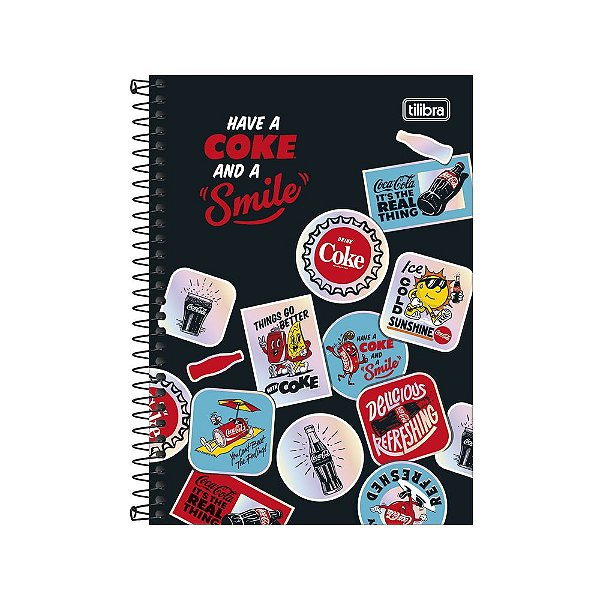 Caderno Espiral Coca-Cola 1/4 - 80 Folhas - Coke and Smile - Tilibra